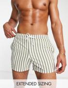 Asos Design Swim Shorts In Seersucker Stripe Short Length-multi