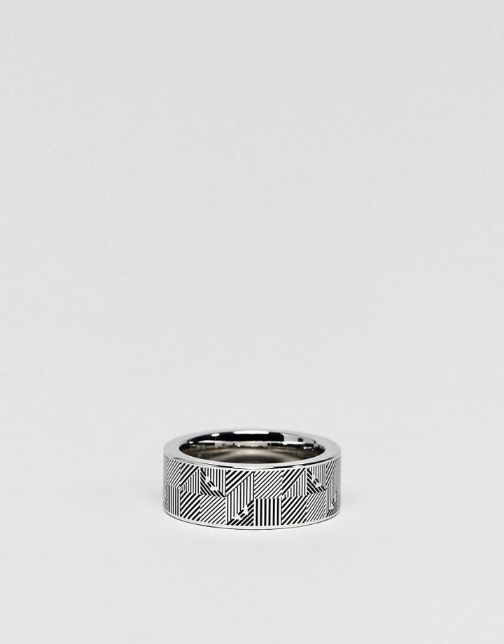 Emporio Armani Logo Band Ring In Silver - Silver