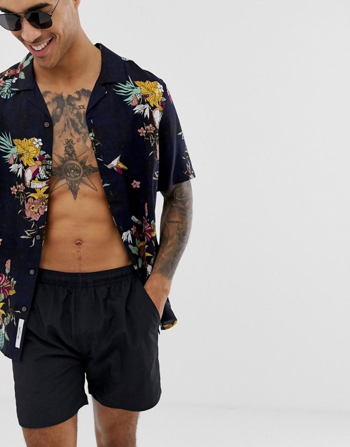 French Connection Logo Swim Shorts-black