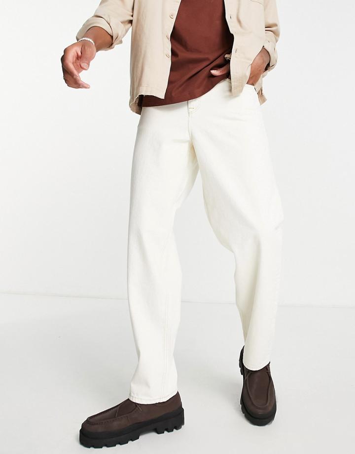 Asos Design Baggy Jeans In Ecru-neutral