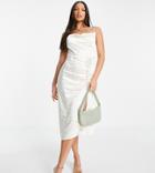 4th & Reckless Tall Satin Midi Dress In Oyster-white