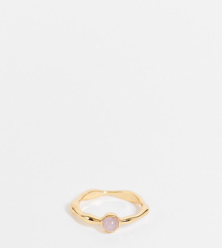 Asos Design 14k Gold Plated Ring With Amethyst Style Birthstone