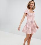 Unique 21 Square Neck Mini Dress With Zip Front - Pink