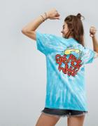 Migos Oversized T-shirt In Tie Dye And Back Print - Blue