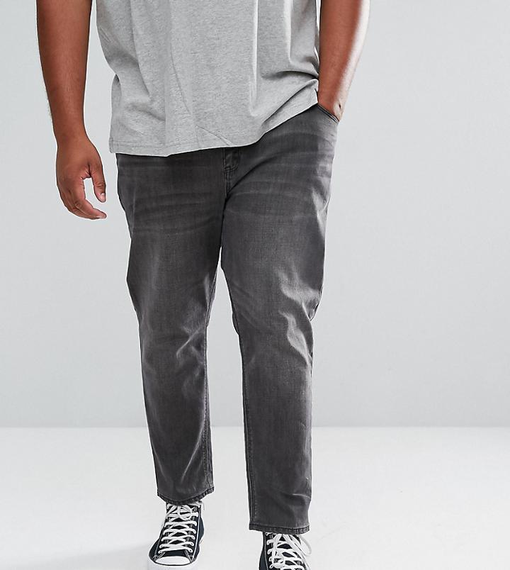 Asos Plus Tapered Jeans In Washed Black