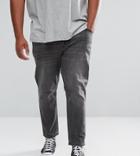 Asos Plus Tapered Jeans In Washed Black