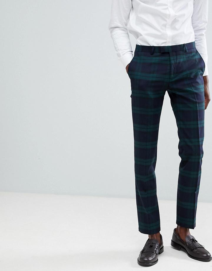 Twisted Tailor Super Skinny Suit Pants In Green Check - Green