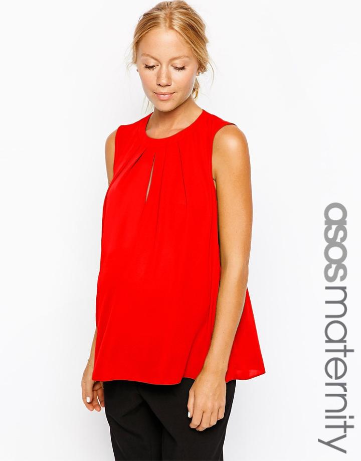 Asos Maternity Exclusive Shell Top With Pleat Detail - Green