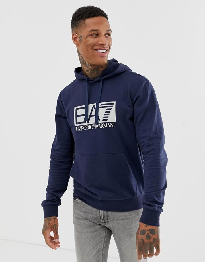 Ea7 Large Logo Hooded Sweat In Navy - Navy