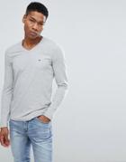 Tommy Hilfiger V-neck Long Sleeve Top - Gray