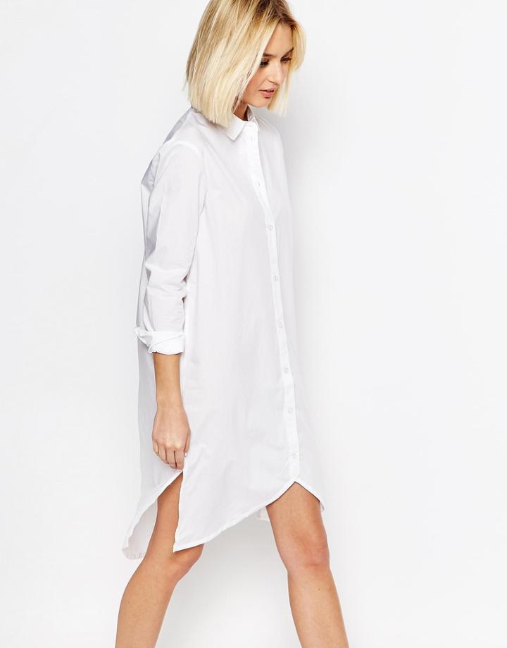 Adpt Longline Shirt With Asymmetric Hem - White