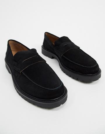 H By Hudson Radclif Chunky Loafers Black Suede