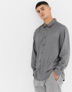 Another Influence Oversized Silky Shirt - Gray