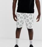 Asos Design Plus Slim Denim Shorts In Vacation Print - White