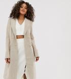 Fashion Union Tall Herringbone Longline Coat-beige