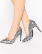 Truffle Collection Nova Glitter Pumps - Black Heavy Glitter