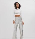 River Island Sequin Pants In Silver - Silver