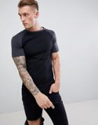 Asos Design Muscle Fit Raglan T-shirt With Contrast Sleeves - Multi