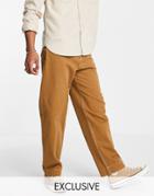 Reclaimed Vintage Inspired 90s Baggy Jeans In Brown With White Contrast Stitch