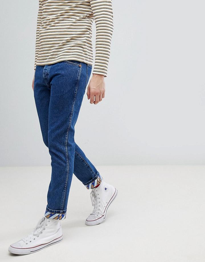 Wrangler Tapered Jeans With Turn Up Details - Blue