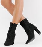 Asos Design Wide Fit Elicia Lace Up Heeled Boots - Black
