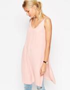 Asos Square Open Back Longline Maxi Cami Top With Side Splits - Pink