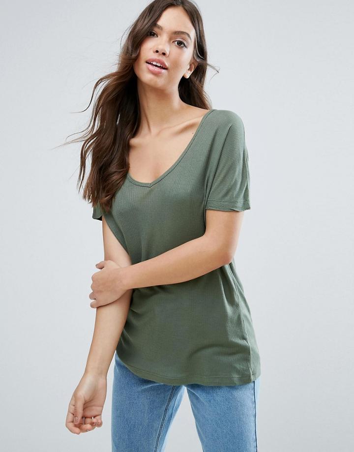 Brave Soul Loose Rib T-shirt - Green