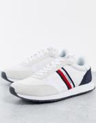 Tommy Hilfiger Runner Mix Sneakers With Flag Side Stripe In White