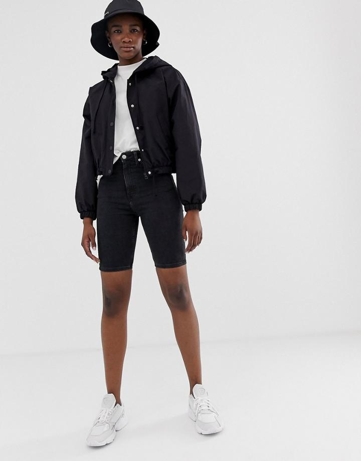 Weekday Longline Denim Shorts In Black - Black