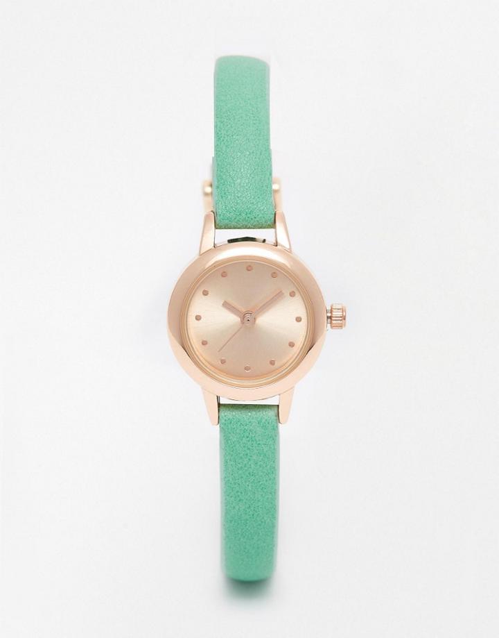 Asos Skinny Strap Mini Dial Watch - Mint