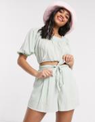 Influence Crop Top Two-piece In Sage Green
