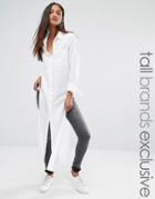 Noisy May Tall Side Split Maxi Shirt - White