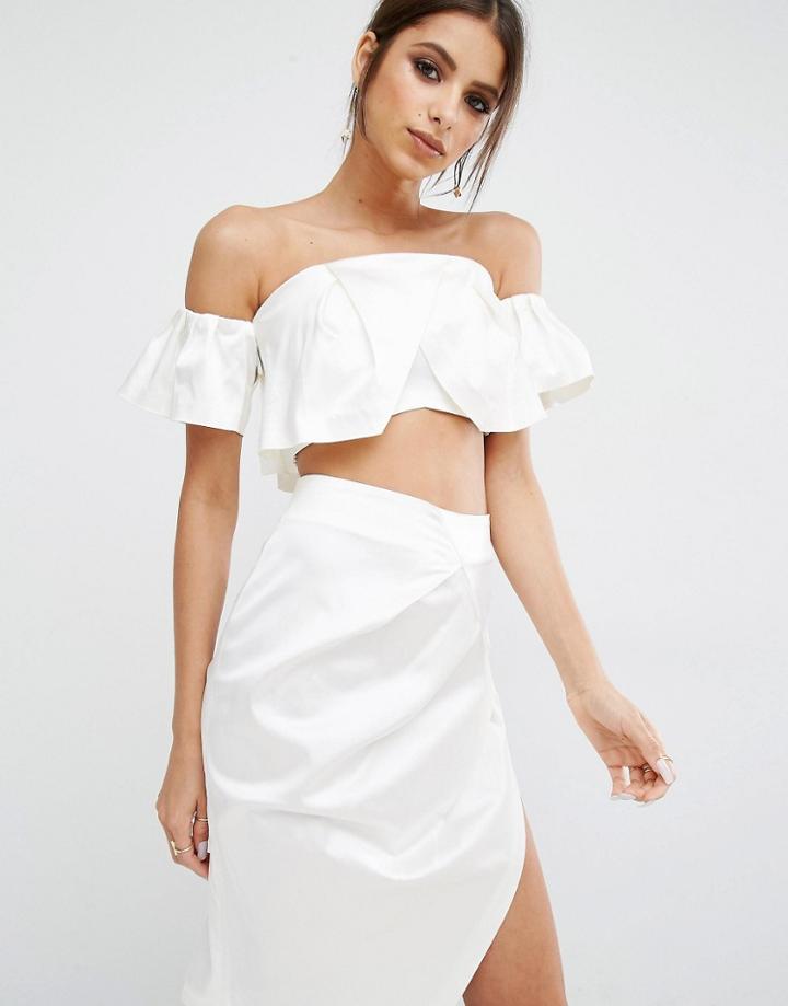 Kendall + Kylie Ruffle Bandeau Top - White