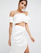 Kendall + Kylie Ruffle Bandeau Top - White