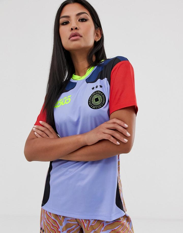 Asos 4505 Soccer T-shirt In Paneled Animal Print - Multi