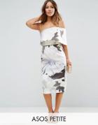 Asos Petite One Shoulder Floral Midi Dress - Multi