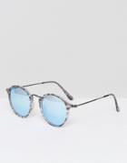 Selected Homme Round Sunglasses In Gray Tort - Gray