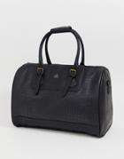 Asos Design Carryall In Black Croc Effect Faux Leather