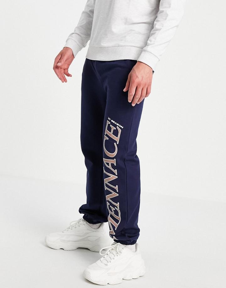 Mennace Sweatpants In Navy With Logo Placement Print - Part Of A Set