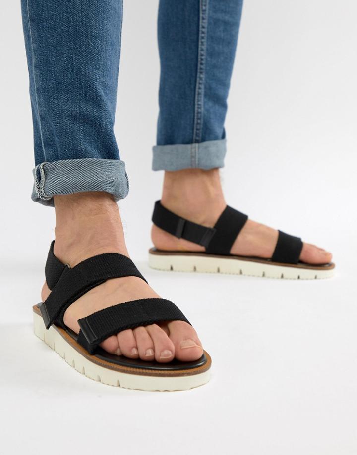 Asos Design Sandals In Black Tape With White Sole - Black
