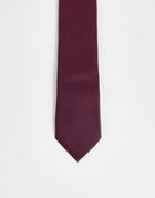 River Island Twill Tie In Burgundy-red