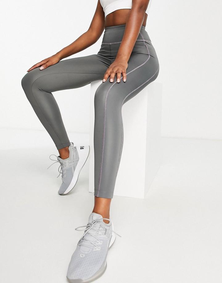 Asos 4505 Run Tie Legging With Pop Color Stitch-gray