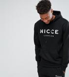 Nicce London Tall Hoodie In Black With Large Logo - Black