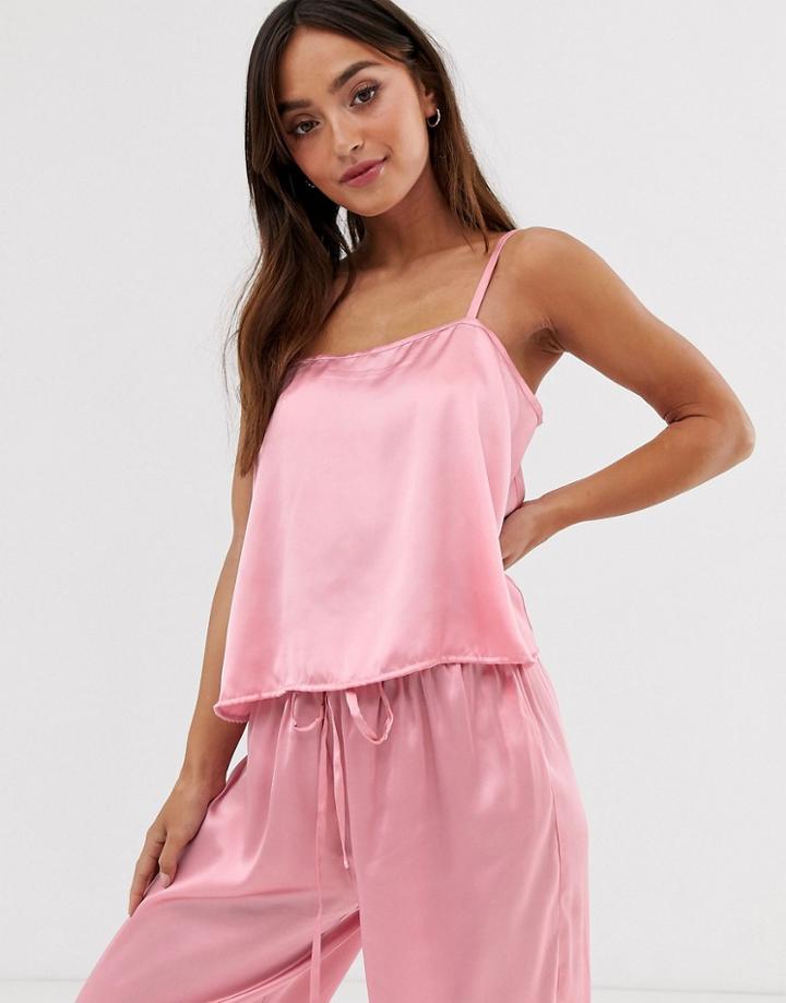 Asos Design Satin Mix & Match Cami Top - Pink
