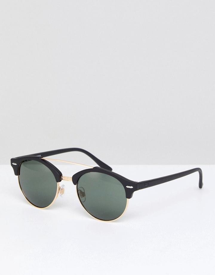 Jack & Jones Round Sunglasses In Black - Black