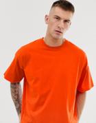 Asos Design Oversized T-shirt With Crew Neck In Orange - Orange