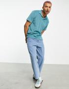 Asos Design Relaxed Polo With Revere Collar In Blue Terry-blues