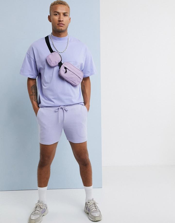 Asos Design Jersey Skinny Shorts In Shoter Length Rib In Lilac - Purple