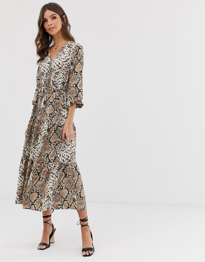 Vero Modasnake Print Midi Dress