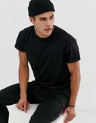 New Look T-shirt With Roll Sleeves In Black - Black